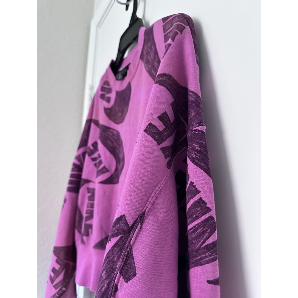 Nike Icon Clash Magenta Fleece Crop Crew Pullover Women's Size Medium DB3855-665 - Picture 5 of 8